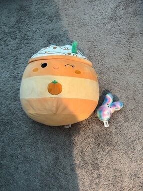 Squishmallows Orange & Cream Pumpkin Candy Corn Plush with Winking Face